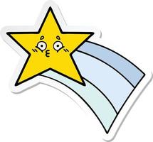 sticker of a cute cartoon shooting rainbow star vector