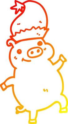 warm gradient line drawing cartoon happy christmas pig