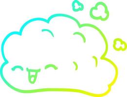 cold gradient line drawing cartoon happy cloud vector