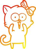 warm gradient line drawing cartoon cat vector