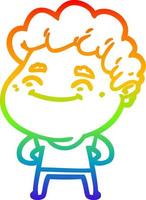 rainbow gradient line drawing cartoon friendly man vector