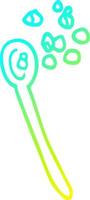 cold gradient line drawing cartoon cereal on a spoon vector