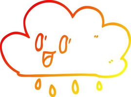 warm gradient line drawing cartoon happy grey cloud vector