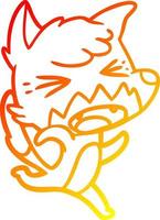 warm gradient line drawing angry cartoon fox running vector