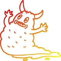 warm gradient line drawing cartoon demon vector