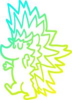 cold gradient line drawing cartoon spiky hedgehog vector