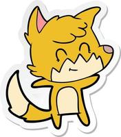 sticker of a cartoon friendly fox vector