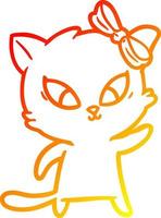 warm gradient line drawing cartoon cat vector