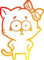 warm gradient line drawing cartoon cat vector