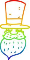 rainbow gradient line drawing cartoon man in top hat vector