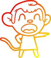 warm gradient line drawing shouting cartoon monkey pointing vector