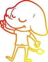 warm gradient line drawing cartoon smiling elephant vector