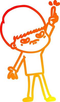 warm gradient line drawing angry cartoon boy