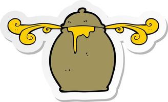 sticker of a cartoon honey pot vector