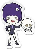 sticker of a cartoon halloween vampire girl vector