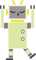 flat color retro cartoon robot vector