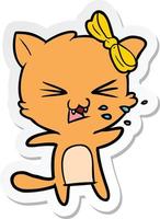 sticker of a cartoon cat vector