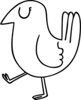pájaro amarillo de dibujos animados de dibujo lineal peculiar vector