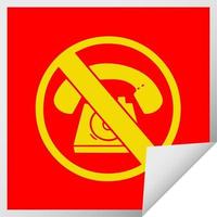 square peeling sticker cartoon no phones allowed sign vector