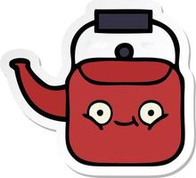 sticker of a cute cartoon kettle vector