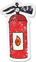 distressed sticker of a quirky hand drawn cartoon fire extinguisher vector