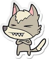 sticker of a angry wolf cartoon vector