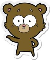 sticker of a anxious bear cartoon vector