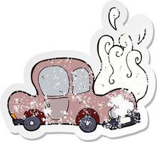 retro distressed sticker of a broken down car cartoon vector