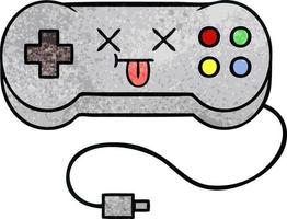 retro grunge texture cartoon game controller vector