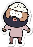 sticker of a cartoon bearded man vector