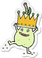 sticker of a caroon pear wearing crown vector