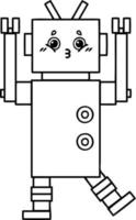 robot de dibujos animados de dibujo lineal vector