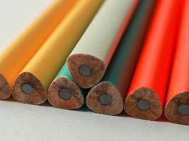 Close-up view of colorful new carbon pencils isolated photo