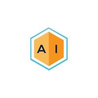 AI letter logo design on WHITE background. AI creative initials letter logo concept. AI letter design. vector