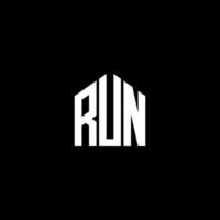 RUN letter logo design on BLACK background. RUN creative initials letter logo concept. RUN letter design. vector