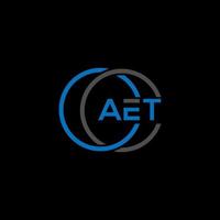 diseño de logotipo de letra aet sobre fondo negro. concepto de logotipo de letra de iniciales creativas aet. diseño de letras aet. vector