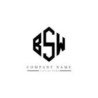 BSW letter logo design with polygon shape. BSW polygon and cube shape logo design. BSW hexagon vector logo template white and black colors. BSW monogram, business and real estate logo.