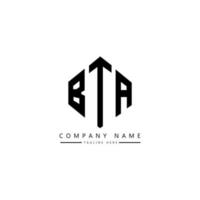 BTA letter logo design with polygon shape. BTA polygon and cube shape logo design. BTA hexagon vector logo template white and black colors. BTA monogram, business and real estate logo.