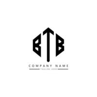 BTB letter logo design with polygon shape. BTB polygon and cube shape logo design. BTB hexagon vector logo template white and black colors. BTB monogram, business and real estate logo.