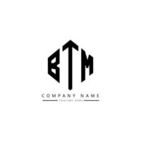 BTM letter logo design with polygon shape. BTM polygon and cube shape logo design. BTM hexagon vector logo template white and black colors. BTM monogram, business and real estate logo.