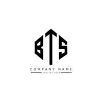 BTS letter logo design with polygon shape. BTS polygon and cube shape logo design. BTS hexagon vector logo template white and black colors. BTS monogram, business and real estate logo.