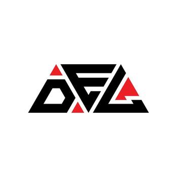 DEL triangle letter logo design with triangle shape. DEL triangle logo design monogram. DEL triangle vector logo template with red color. DEL triangular logo Simple, Elegant, and Luxurious Logo. DEL