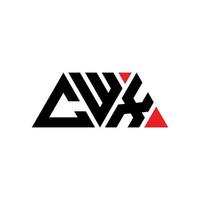 CWX triangle letter logo design with triangle shape. CWX triangle logo design monogram. CWX triangle vector logo template with red color. CWX triangular logo Simple, Elegant, and Luxurious Logo. CWX