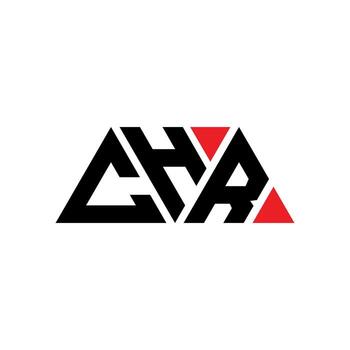 CHR triangle letter logo design with triangle shape. CHR triangle logo design monogram. CHR triangle vector logo template with red color. CHR triangular logo Simple, Elegant, and Luxurious Logo. CHR