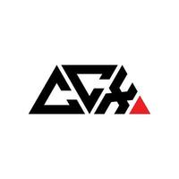 CCX triangle letter logo design with triangle shape. CCX triangle logo design monogram. CCX triangle vector logo template with red color. CCX triangular logo Simple, Elegant, and Luxurious Logo. CCX