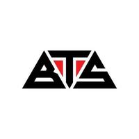 BTS triangle letter logo design with triangle shape. BTS triangle logo design monogram. BTS triangle vector logo template with red color. BTS triangular logo Simple, Elegant, and Luxurious Logo. BTS
