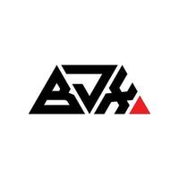 BJX triangle letter logo design with triangle shape. BJX triangle logo design monogram. BJX triangle vector logo template with red color. BJX triangular logo Simple, Elegant, and Luxurious Logo. BJX