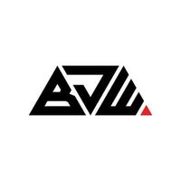 BJW triangle letter logo design with triangle shape. BJW triangle logo design monogram. BJW triangle vector logo template with red color. BJW triangular logo Simple, Elegant, and Luxurious Logo. BJW