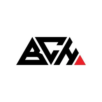 BCH triangle letter logo design with triangle shape. BCH triangle logo design monogram. BCH triangle vector logo template with red color. BCH triangular logo Simple, Elegant, and Luxurious Logo. BCH