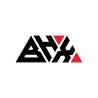 BHX triangle letter logo design with triangle shape. BHX triangle logo design monogram. BHX triangle vector logo template with red color. BHX triangular logo Simple, Elegant, and Luxurious Logo. BHX